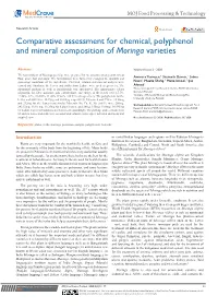 Comparative Assessment for Chemical, Polyphenol and Mineral Composition of Moringa Varieties