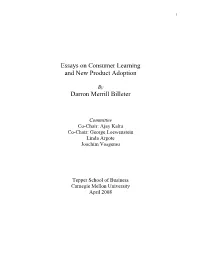 Essays on Consumer Learning and New Product Adoption