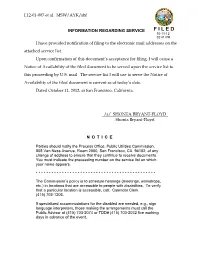 F I L E D 10-11-12 02:41 PM I Have Provided Notification of Filing to the Electronic Mail Addresses on the Attached Service List