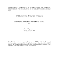 ICH E9 Guideline on Statistical Principles for Clinical Trials