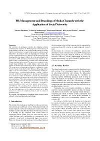 PR-Management and Branding of Media Channels with the Application of Social Networks