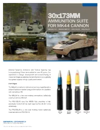 30X173mm AMMUNITION SUITE for MK44 CANNON MK239 TP-T - MK264 MPLD-T - PGU-13D/B - PGU-15A/B
