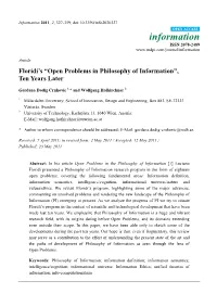 Floridi's “Open Problems in Philosophy of Information”