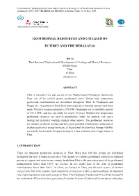 Geothermal Resources and Utilization In
