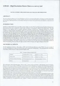 LID AR - High Resolution Raster Data As a Survey Tool