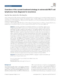 Overview of the Current Treatment Strategy in Extranodal NK/T-Cell Lymphoma: from Diagnosis to Recurrence