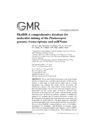 Phaldb:A Comprehensive Database for Molecular Mining of the Phalaenopsis Genome, Transcriptome and Mirnome