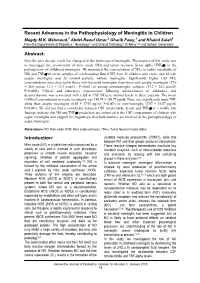 Recent Advances in the Pathophysiology of Meningitis in Children Magdy M.K