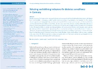 Selecting and Defining Indicators for Diabetes Surveillance in Germany CONCEPTS & METHODS