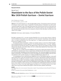 Stanislaviv in the Face of the Polish-Soviet War 1939 Polish Garrison – Soviet Garrison