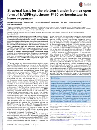 Structural Basis for the Electron Transfer from an Open Form of NADPH-Cytochrome P450 Oxidoreductase to Heme Oxygenase