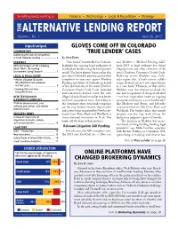 THE ALTERNATIVE LENDING REPORT Volume 1, No