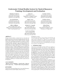 Underwater Virtual Reality System for Neutral Buoyancy Training: Development and Evaluation