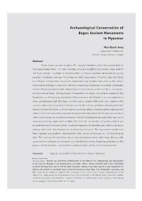 Archaeological Conservation of Bagan Ancient Monuments in Myanmar