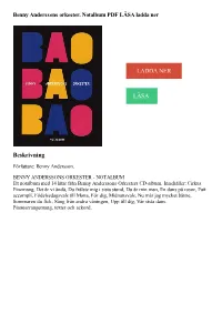 Benny Anderssons Orkester. Notalbum PDF LASA Ladda