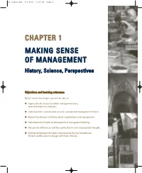 CHAPTER 1 MAKING SENSE of MANAGEMENT History, Science, Perspectives