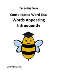 Consolidated Word List Words Appearing Infrequently