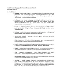 Guidelines on Baggage, Balikbayan Boxes, and Parcels Bureau of Customs