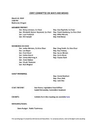 Joint Committee on Ways and Means