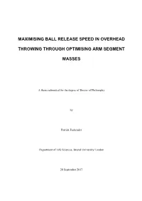 Maximising Ball Release Speed in Overhead Throwing Through Optimising Arm Segment Masses