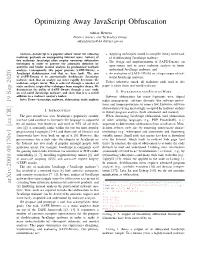 Optimizing Away Javascript Obfuscation