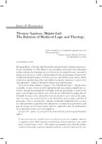 Thomas Aquinas, Magister Ludi: the Relation of Medieval Logic and Theology