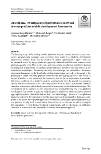 An Empirical Investigation of Performance Overhead in Cross-Platform Mobile Development Frameworks