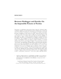 Between Heidegger and Derrida: on the Impossible Futures of Techne