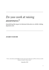Do Zoos Work at Raising Awareness? Quantifying the Impact of Informal Education on Adults Visiting Japanese Zoos