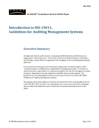 Introduction to ISO 19011, Guidelines for Uditing Management Systems