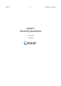 ONVIF Streaming Specification
