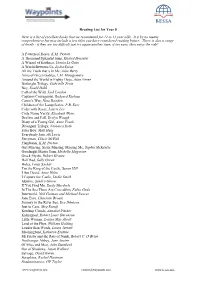 Reading List for Year 8