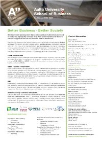 Aalto University School of Business Fact Sheet 2020—2021