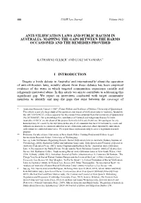 Anti-Vilification Laws and Public Racism in Australia: Mapping the Gaps Between the Harms Occasioned and the Remedies Provided