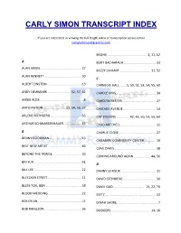 Carly Simon Transcript Index