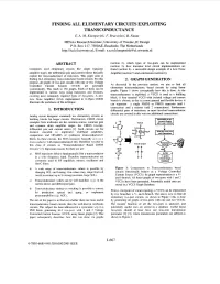 Finding All Elementary Circuits Exploiting Transconductance E