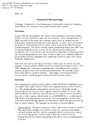 HST-151 1 Autonomic Pharmacology Reading: Chapters 6-10 in Katzung Are Quite Good; Those in Goodman and Gilman Are Based On
