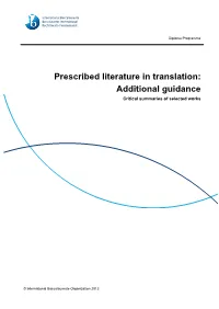 Prescribed Literature in Translation: Additional Guidance Critical Summaries of Selected Works