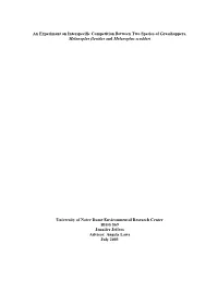 An Experiment on Interspecific Competition Between Two Species of Grasshoppers, Melanoplus Flavidus and Melanoplus Scudderi