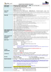 Competitor's Information Sheet