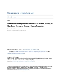 Condominum Arrangements in International Practice: Reviving an Abandoned Concept of Boundary Dispute Resolution