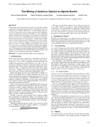 Text Mining of Audience Opinion in Esports Events