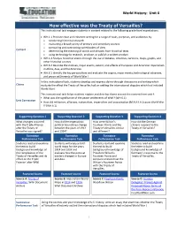 Treaty of Versailles? This Instructional Task Engages Students in Content Related to the Following Grade-Level Expectations