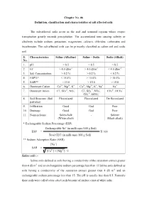 Chapter No. 06 Definition, Classification and Characteristics of Salt Affected Soils