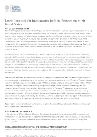 Latest Proposal for Immigration Reform Focuses on Merit- Based System
