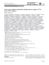 Limit on the Radiative Neutrinoless Double Electron Capture of Ar from GERDA Phase I
