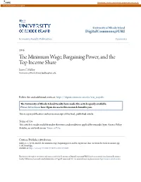 The Minimum Wage, Bargaining Power, and the Top Income Share