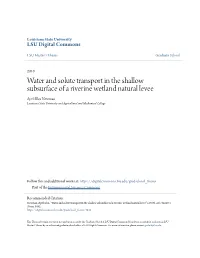Water and Solute Transport in the Shallow Subsurface of a Riverine