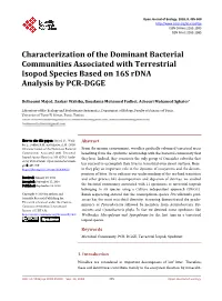 Characterization of the Dominant Bacterial Communities Associated with Terrestrial Isopod Species Based on 16S Rdna Analysis by PCR-DGGE