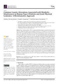 Common Genetic Aberrations Associated with Metabolic Interferences in Human Type-2 Diabetes and Acute Myeloid Leukemia: a Bioinformatics Approach